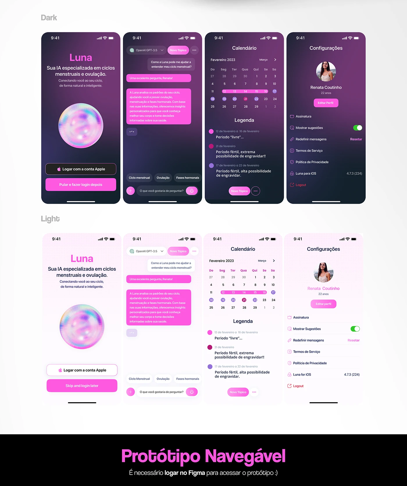 UX/UI App - Luna, tela 3